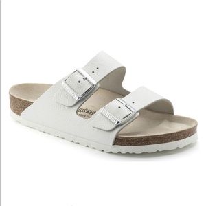 White 2-Strap Birkenstock Arizona Nubuck Leather